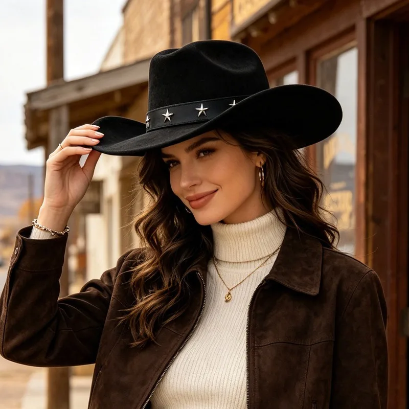 Fedora Hat Wool - Cappello da Cowboy a Tesa Larga