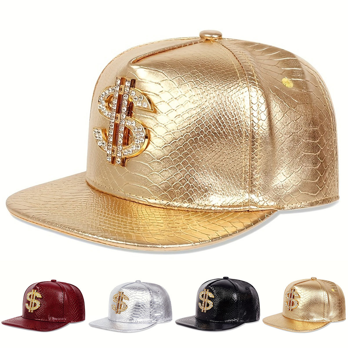 Snapback Hat Flat - Cappellino da Baseball in Pelle con