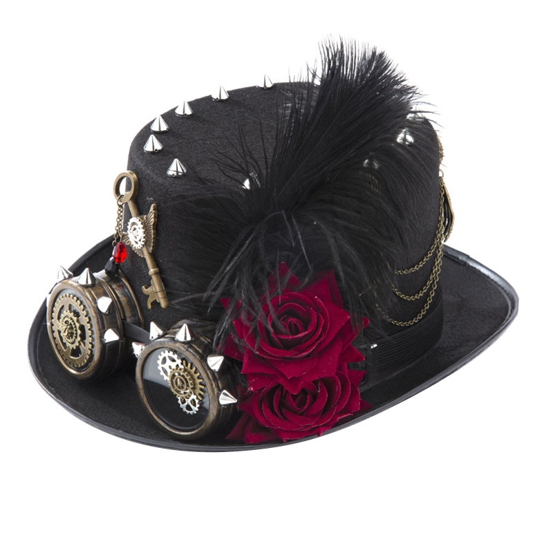 Fedora Hat Wool - Y166 Cappello a cilindro vintage Steampunk
