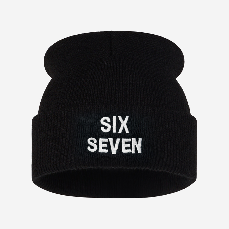 Beanie Cuffed Knit - Berretto in maglia ricamato con la
